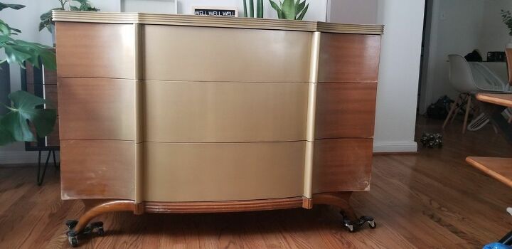 art deco dresser make over upcycling furniture, First a touch of gold