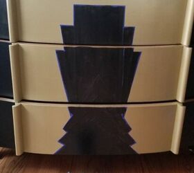 art deco dresser make over upcycling furniture, Design taped and painted