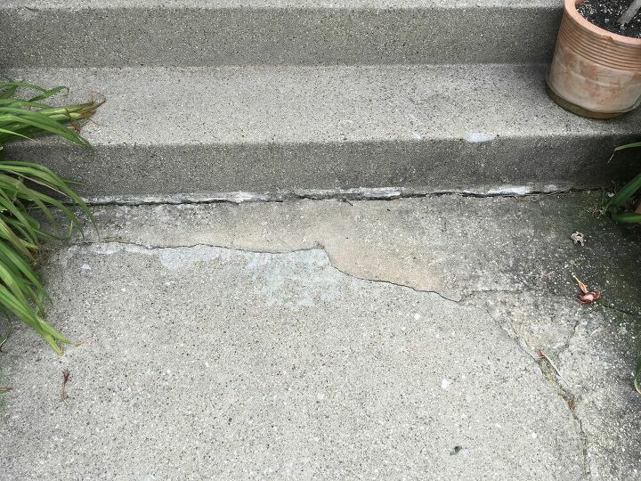 q how to fix concrete cracks under front stairs