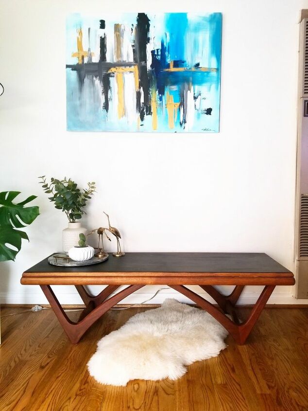 refinished mid century modern coffee table upcycle makeover, This coffee table looks good as new