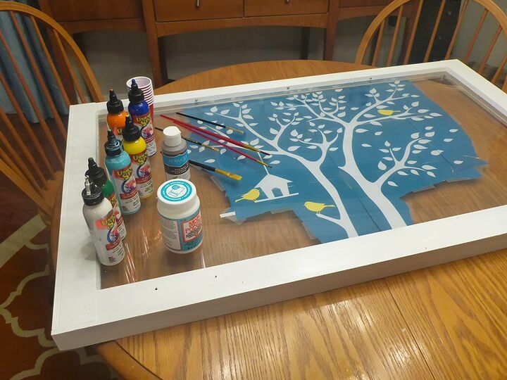 how i painted a double paned window diy art for the non artist, Template paints ready to go