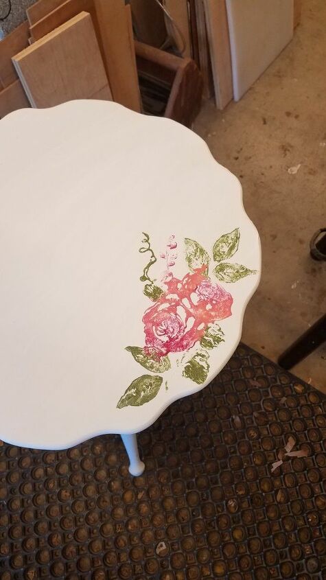 using stamps on painted furniture