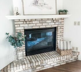 whitewashing and updating brick fireplace