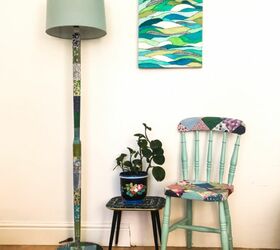 how to pimp up with patchwork and transform an old lamp stand, Patchwork lamp stand