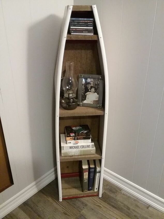 old wooden ironing board turned corner shelf, DIY Corner Shelves