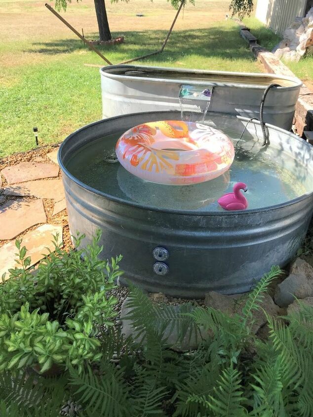 how to install a stock tank pool with a waterfall