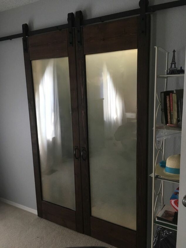 diy sliding barn doors using glass from old patio doors