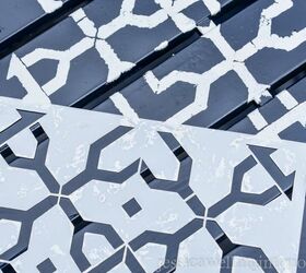 moroccan tile stencil painted furniture makeover