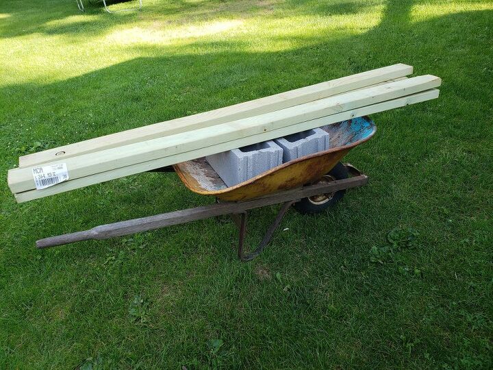 how to easily make a v shaped diy cinder block firewood rack, 2x4 treated lumber