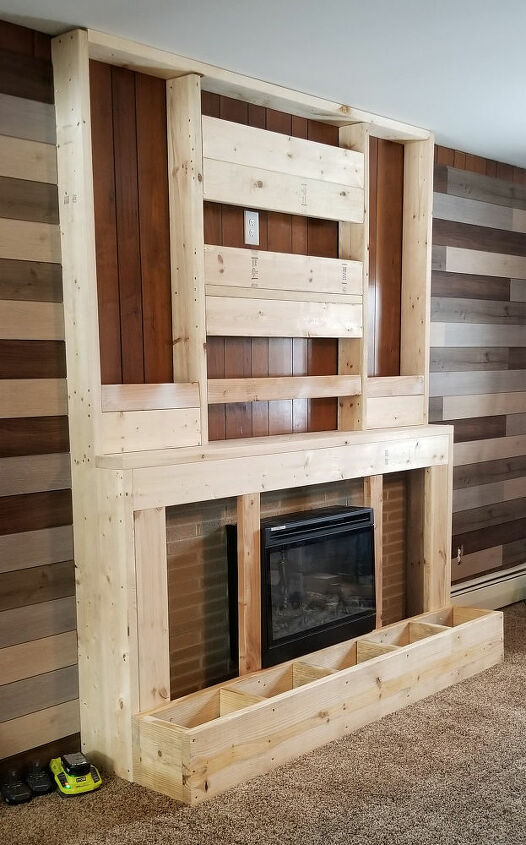 how to build a faux fireplace, Added support for the tv and the mantle