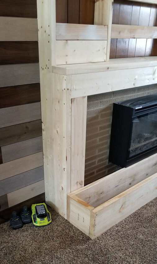 how to build a faux fireplace, The hearth was built out of 2x12s