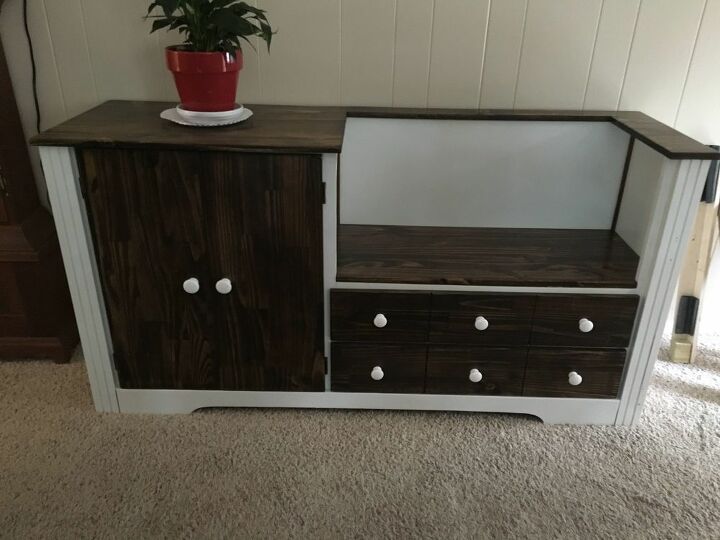 dresser repurposed into a storage bench, Finished bench