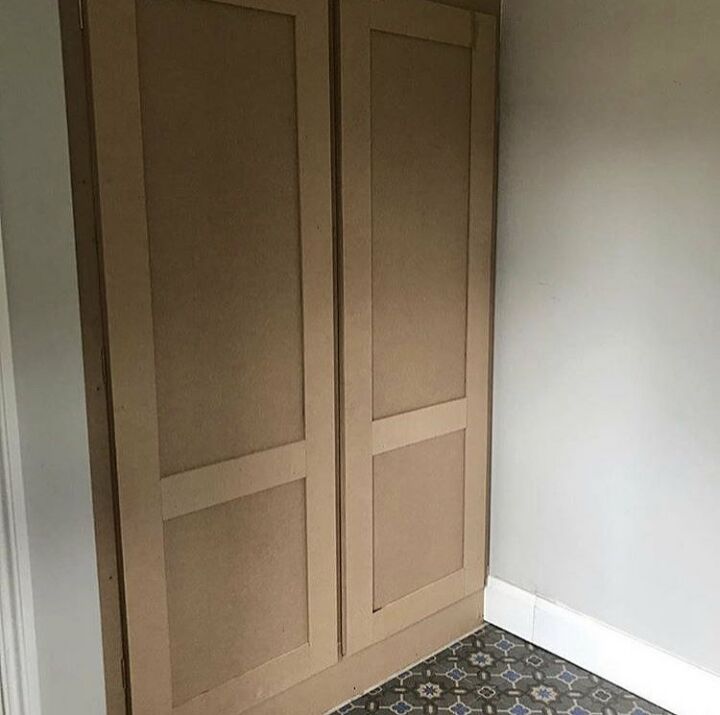 how to hide an ugly electric water tank, The MDF doors in situ