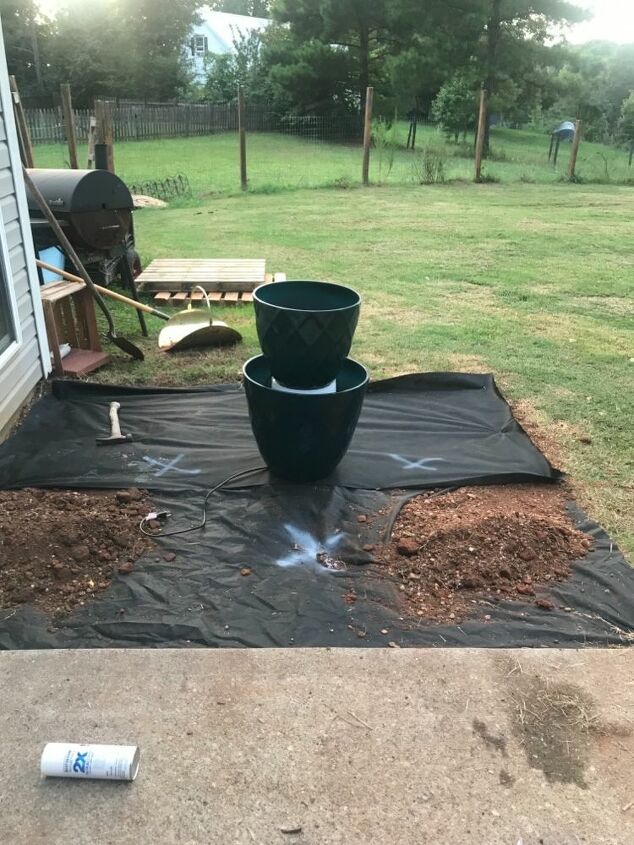 stacked planter fountain