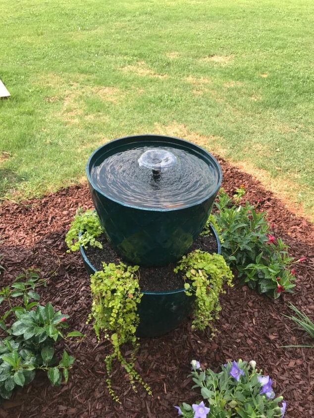 stacked planter fountain