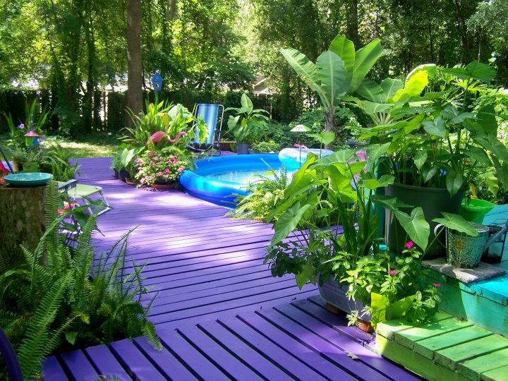 s 26 upgrades for people who aren t afraid of color, Try a bold color on your deck for a blast of color in your backyard
