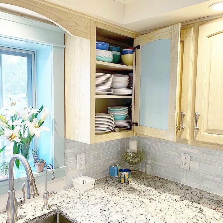 s 26 upgrades for people who aren t afraid of color, Not a fan of bold colors Try an interior pop of color in your kitchen cabinets