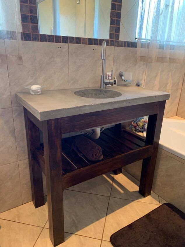 s amazing diys from 21 hometalkers who are totally slaying on instagram, This concrete vanity started with an upside down salad bowl