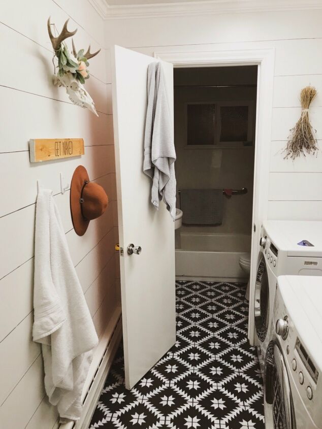 s amazing diys from 21 hometalkers who are totally slaying on instagram, Stenciled Tile Floor