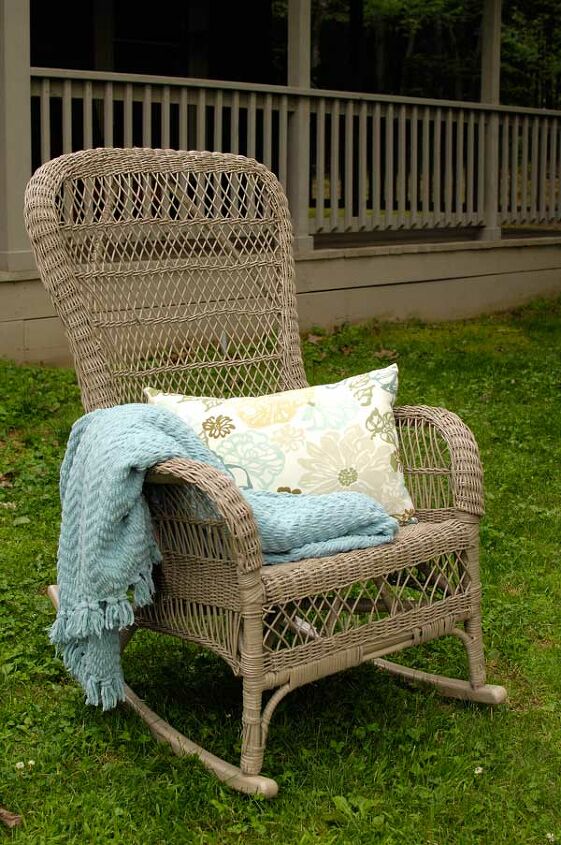 s 17 reasons why this wicker trend isn t going anywhere, Yard Sale Wicker Rocker Makeover