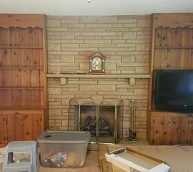 update your fireplace with whitewash, Blah Before