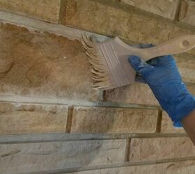 update your fireplace with whitewash, Hold brush at an angle to minimize drips