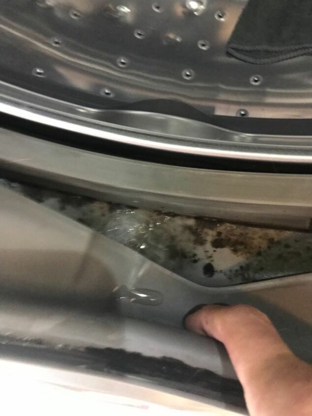 How do I clean the black mold on the rubber of my washing machine