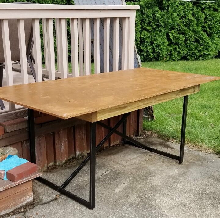 s make your ikea furniture really stand out with these 15 hacks, They took an old broken IKEA deck table and turned it into a sturdy work area