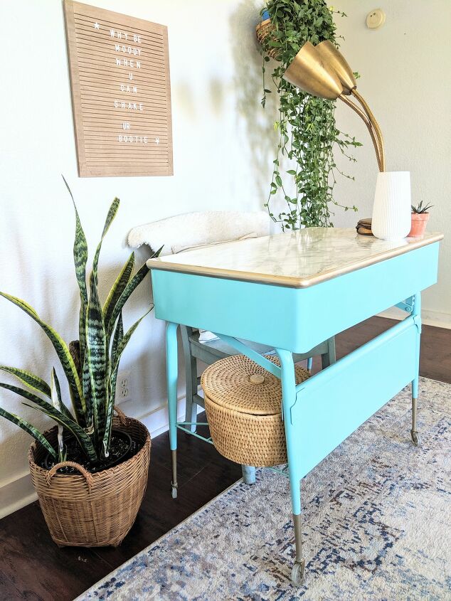 s 29 work spaces that make us wish we were going back to school, She painted a vintage metal desk blue