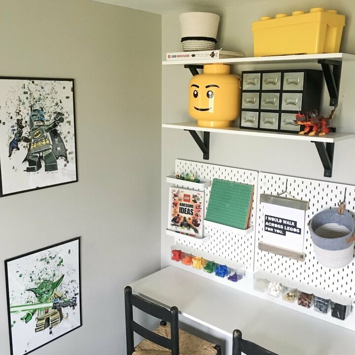 s 29 work spaces that make us wish we were going back to school, A Lego workstation using IKEA Skadis