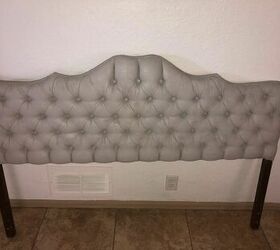 painted fabric headboard bright pink to calm gray, Finished project