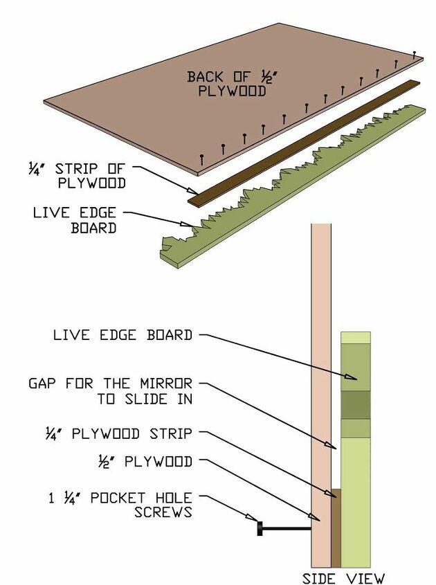 espejo de borde vivo diy