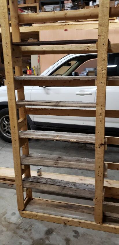 turn a discarded box spring into a shelf totally reclaimed
