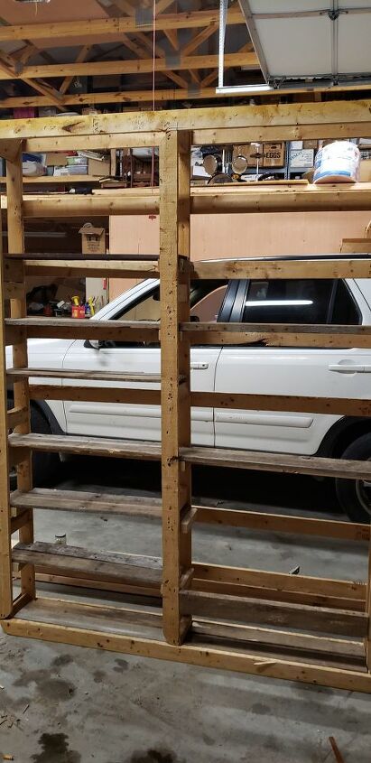 turn a discarded box spring into a shelf totally reclaimed