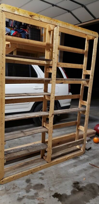 turn a discarded box spring into a shelf totally reclaimed