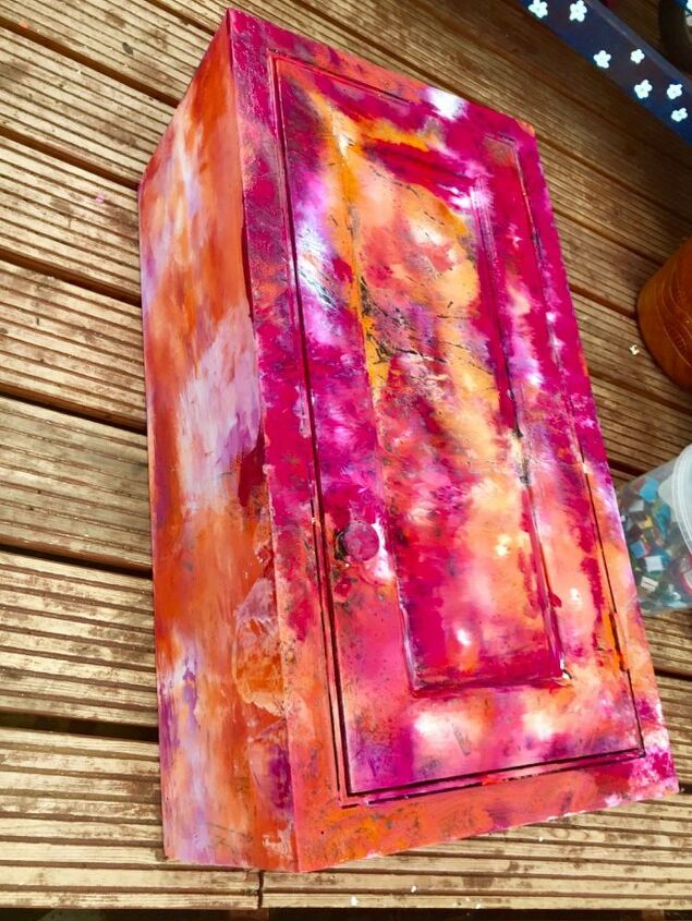 how to turn a dull old cupboard into bright tie dye effect must have, Transforming in process