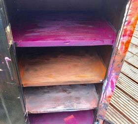 how to turn a dull old cupboard into bright tie dye effect must have, Painting Inside colour