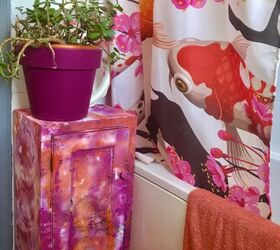 how to turn a dull old cupboard into bright tie dye effect must have, Perfect place in bathroom