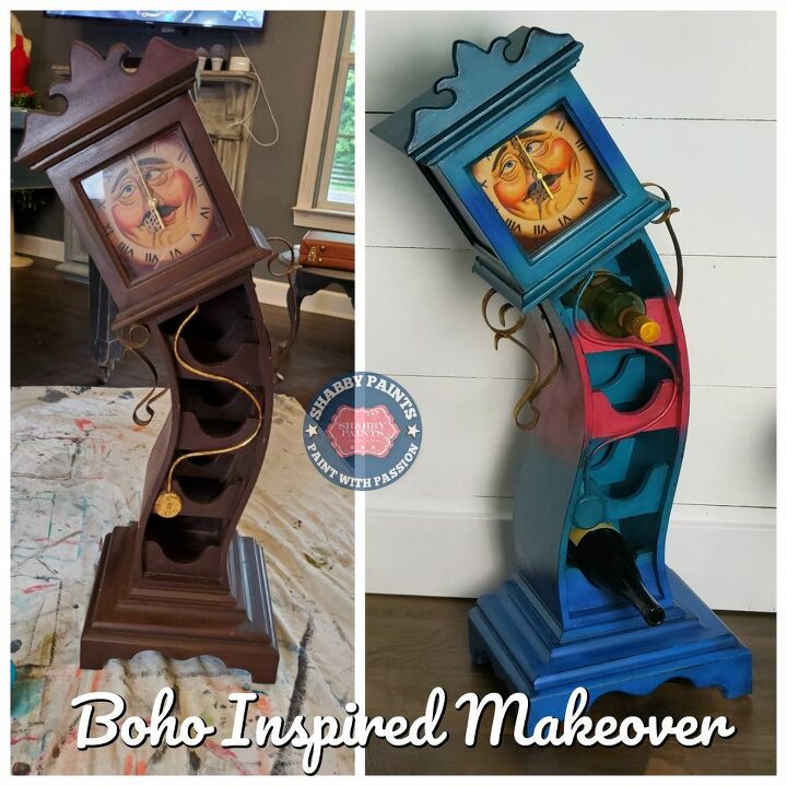 boho inspired drunken grandfather clock