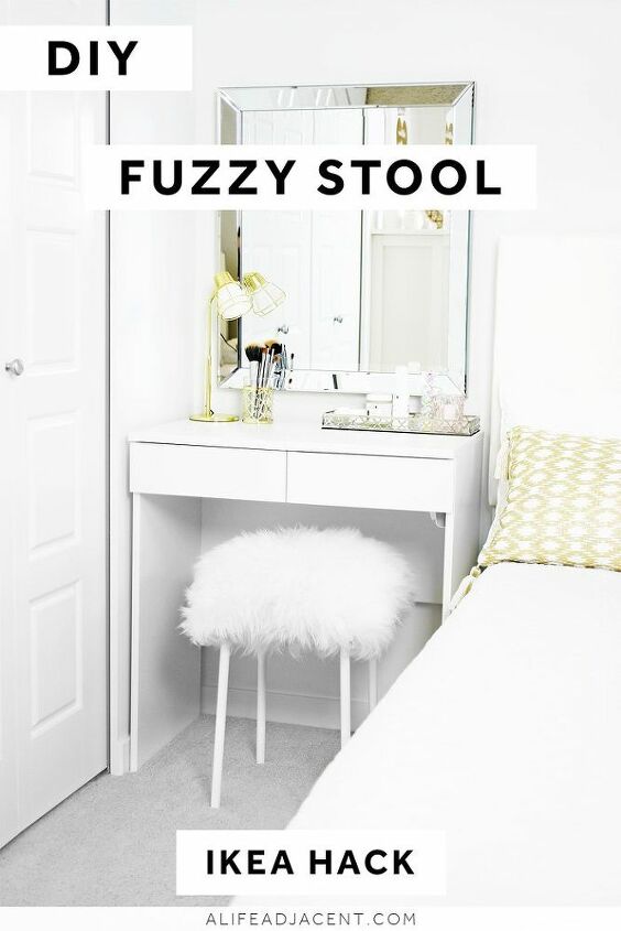 diy fuzzy stool without the outrageously high price, Finished Fuzzy Stool