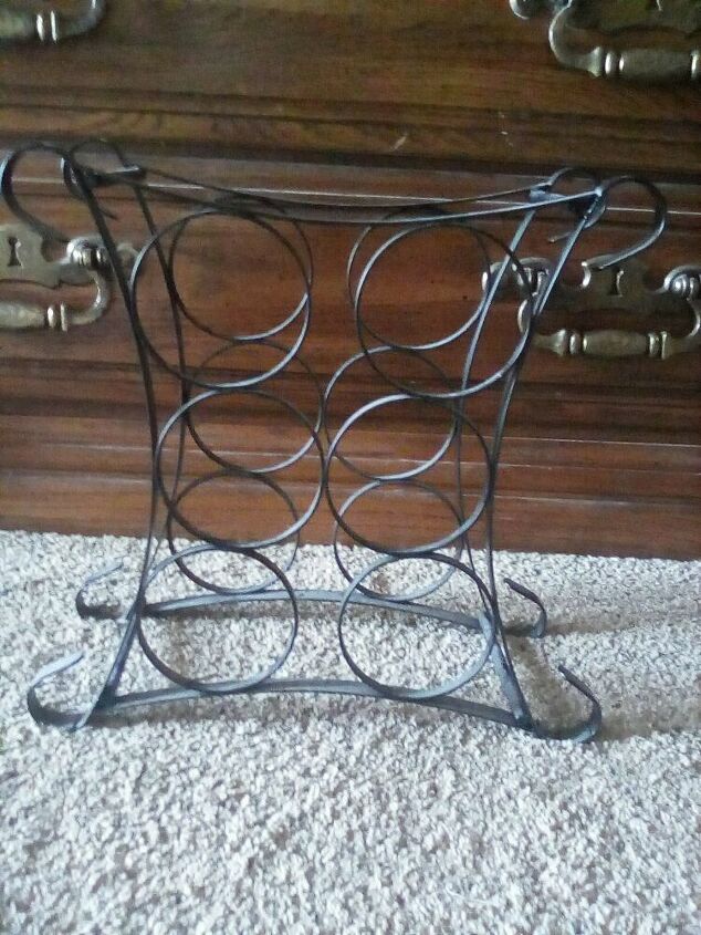 how can i upcycle an old metal wine holder picture