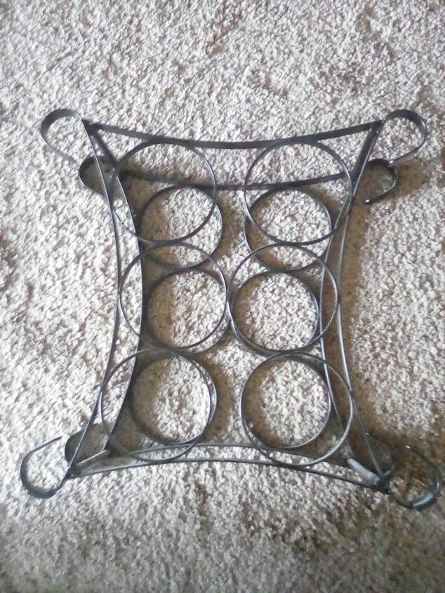 how can i upcycle an old metal wine holder picture