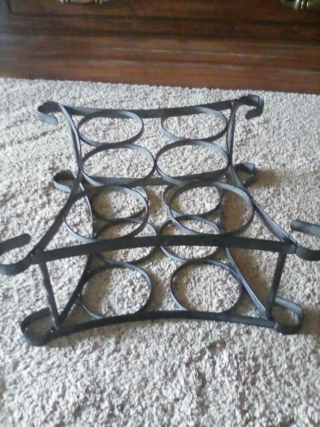 how can i upcycle an old metal wine holder picture