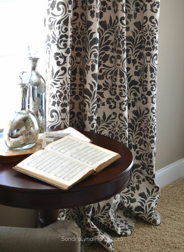 s 19 ways to use a drop cloth that you ve probably never thought of, Make these gorgeous curtains by stenciling a drop cloth