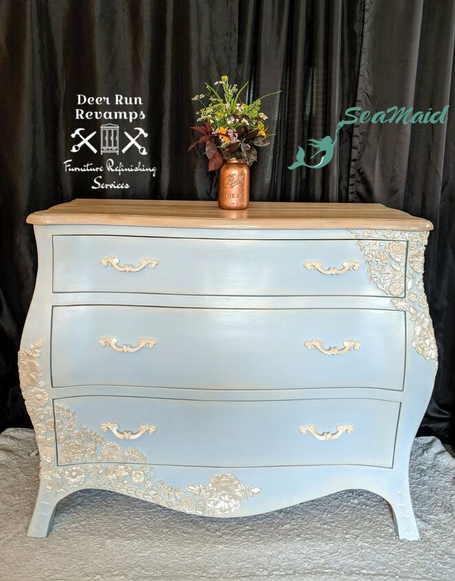 21 ways to redo that old dresser you can t stand looking at anymore, Update a dresser using resin and molds for a glam look