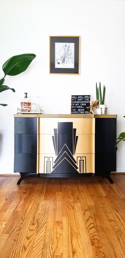 21 ways to redo that old dresser you can t stand looking at anymore, Make over an old dresser with a fresh Art Deco update