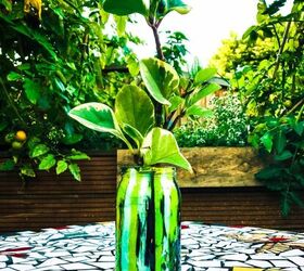 how to create a vibrant planter from old jar, Unicorn spit gel stain planter