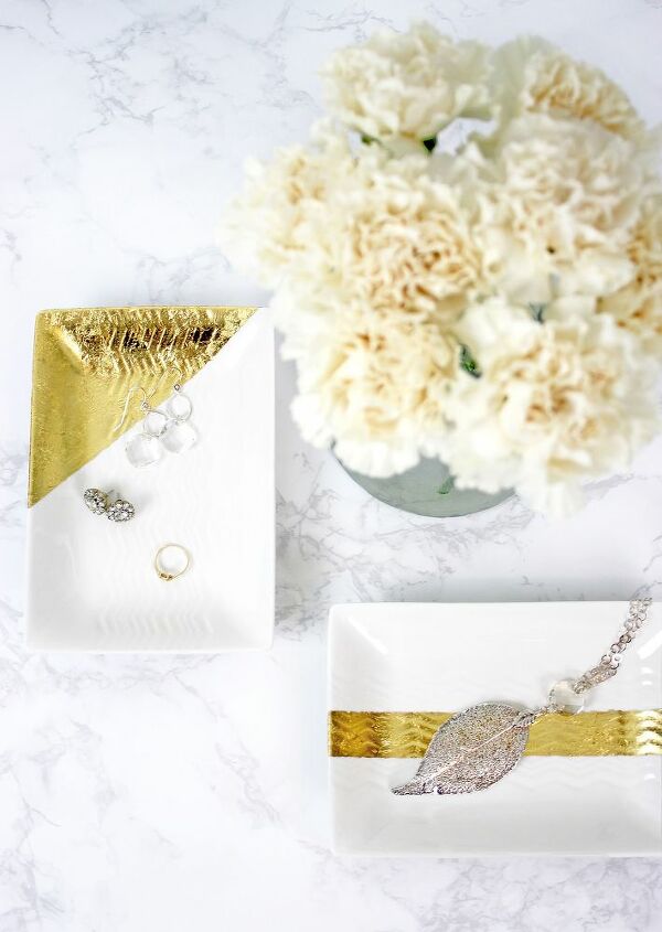 diy gold leaf trays for jewelry more