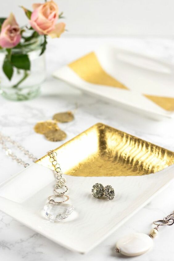 diy gold leaf trays for jewelry more