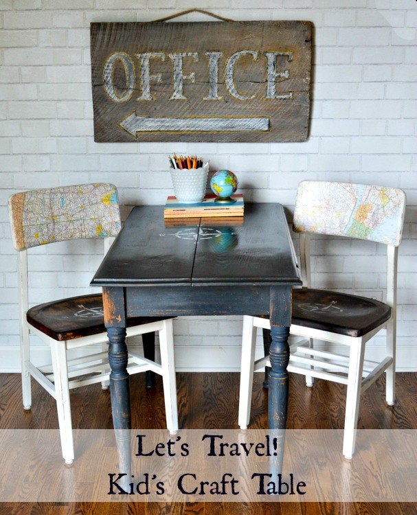 s 15 creative ways to use maps for stunning home decor, Travel inspired kids craft table
